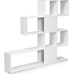 Moderner 5-stöckiger Raumteiler im Leiterstil aus Holz für Bücher 120 x 19,5 x 109 cm Weiß