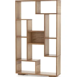 Modernes Bücherregal mit Offenen Ablagen & Kippschutz Geometrisches Mehrzweckregal Natur