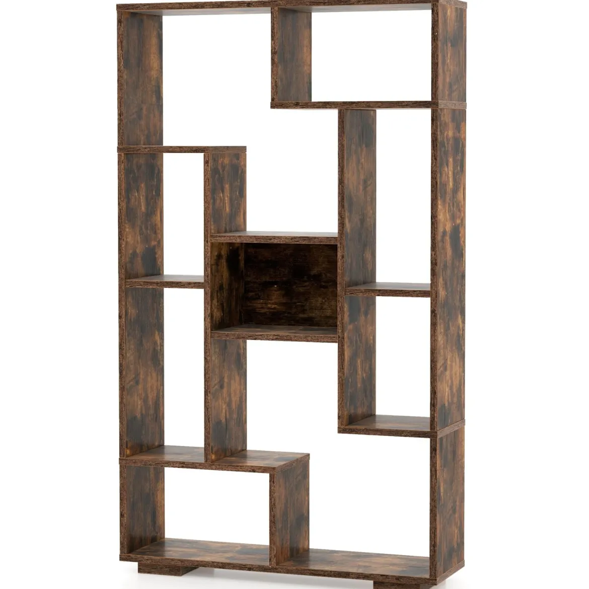 Modernes Bücherregal mit Offenen Ablagen & Kippschutz Geometrisches Mehrzweckregal Braun