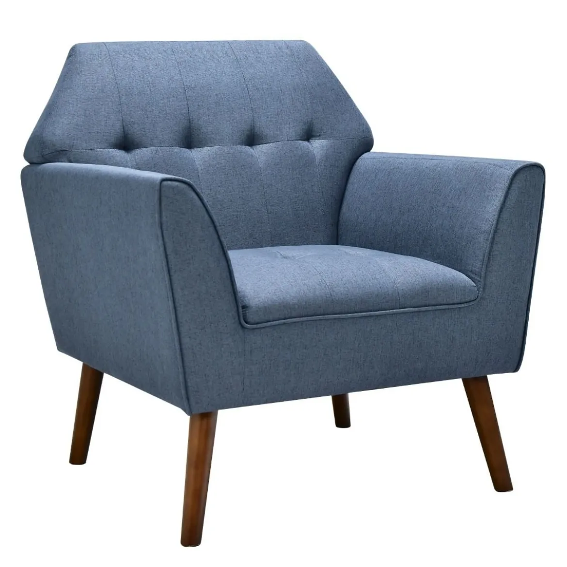 Modernes Einzelsofa Polstersessel mit Gummiholzbeinen Loungesessel mit Rückenlehne 76 x 74 x 84 cm Blau