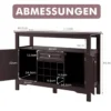Modernes Esszimmerbuffet mit Kreuzförmigem Weinregal Offenem Regal 2 Schränken & Schublade Braun