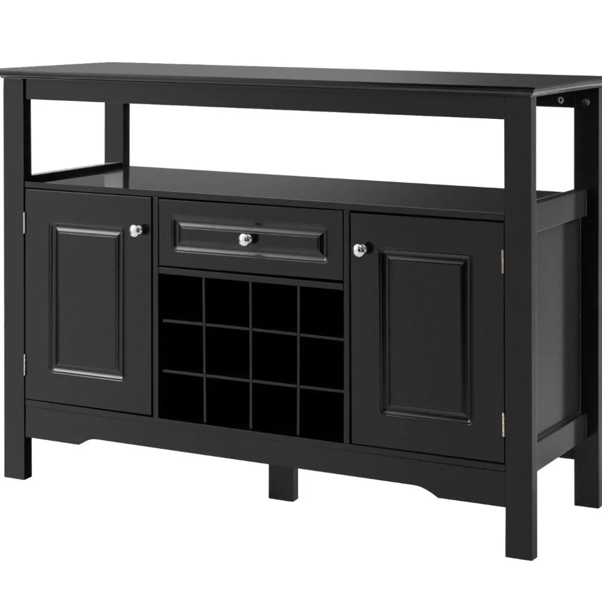 Modernes Esszimmerbuffet mit Weinregal und Schränken & Schublade 117 x 40,5 x 82,5 cm Schwarz