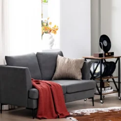 Modernes Sofa für 2 Personen Gepolstertes Zweiersofa 141 x 80 x 72 cm Grau
