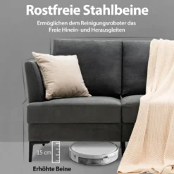 Modernes Sofa für 2 Personen Gepolstertes Zweiersofa 141 x 80 x 72 cm Grau