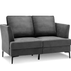 Modernes Sofa für 2 Personen Gepolstertes Zweiersofa 141 x 80 x 72 cm Grau