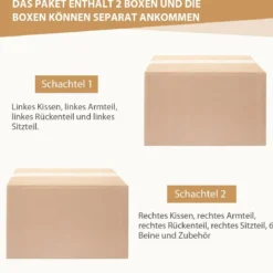 Modernes Sofa für 2-3 Personen mit 2 Abnehmbaren Rückenkissen 202 x 75 x 94 cm Beige