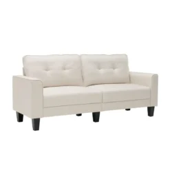 Modernes Sofa für 2-3 Personen mit 2 Abnehmbaren Rückenkissen 202 x 75 x 94 cm Beige
