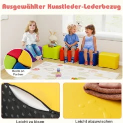 Modulare Hocker für Kinder 6 Schmetterlingshocker mit abnehmbarem Bezug aus Kunstleder Bunt