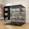 Modularer Katzenkäfig Faltbares Katzengehege mit Laufstall 144 x 144 x 142 cm Schwarz