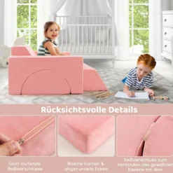 Modulares Kindersofa Spielsofa Modulsofa mit abnehmbarem Bezug 105,5 x 101 x 48 cm Rosa