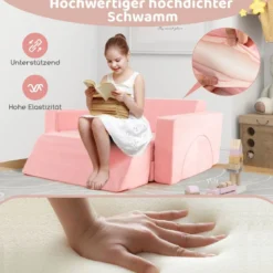 Modulares Kindersofa Spielsofa Modulsofa mit abnehmbarem Bezug 105,5 x 101 x 48 cm Rosa