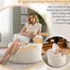 Mondförmiger Einzelsofa mit Weichem Teddyfleece Füllung & Gewölbter Rückenlehne Sitzsackstuhl Beige