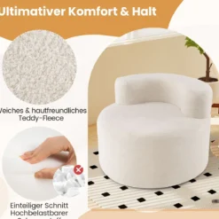 Mondförmiger Einzelsofa mit Weichem Teddyfleece Füllung & Gewölbter Rückenlehne Sitzsackstuhl Beige