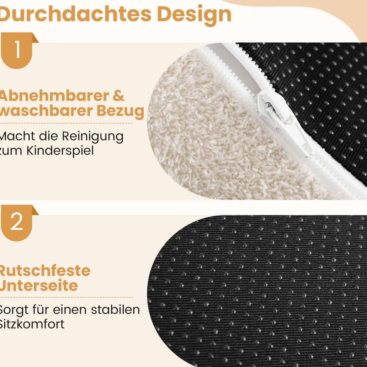 Mondförmiger Einzelsofa mit Weichem Teddyfleece Füllung & Gewölbter Rückenlehne Sitzsackstuhl Beige