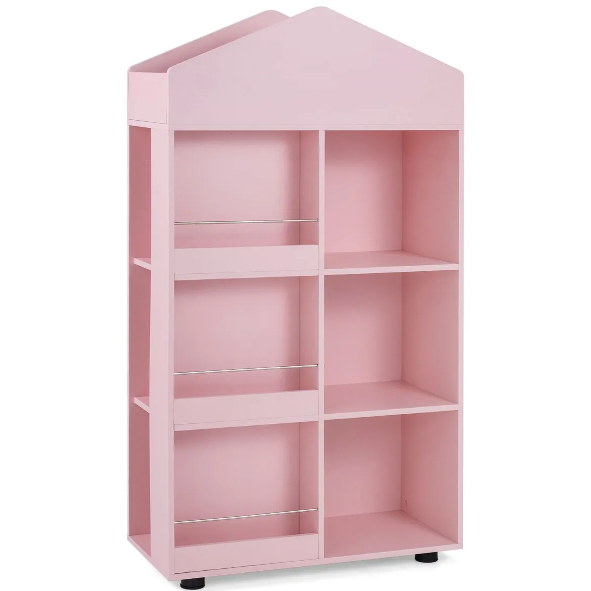 Montessori Kinderregal 116cm Bücherregal Kinder Holz & Spielzeugaufbewahrung Rosa