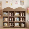 Montessori Kinderregal 116cm Bücherregal Kinder Holz & Spielzeugaufbewahrung Natur