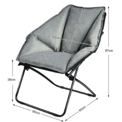 Moon Chair Gepolsterte Klappstuhl Campingstuhl Mondstuhl faltbar Klappsessel 85 x 78 x 87 cm Grau