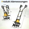 Motorhacke elektrisch 1200W | Arbeitsbreite 36 cm | Arbeitstiefe 22 cm | 380 U/min Elektro Bodenhacke mit Schutzschalter & Handgriff 36,5 x 24 x 138 cm Gelb