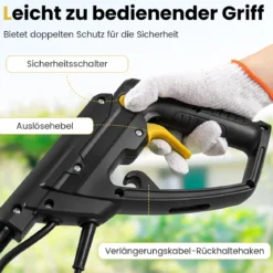 Motorhacke elektrisch 1200W | Arbeitsbreite 36 cm | Arbeitstiefe 22 cm | 380 U/min Elektro Bodenhacke mit Schutzschalter & Handgriff 36,5 x 24 x 138 cm Gelb