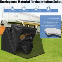 Motorrad Abdeckplane aus Oxford-Stoff mit Metallrahmen Wasserdicht Winterfest 345 x 137 x 190 cm