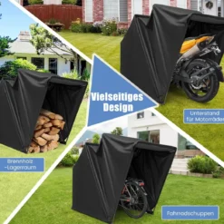 Motorrad Abdeckplane aus Oxford-Stoff mit Metallrahmen Wasserdicht Winterfest 345 x 137 x 190 cm