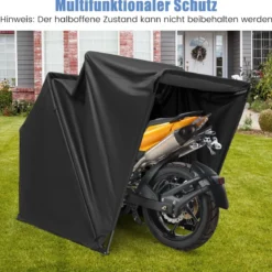 Motorrad Abdeckplane aus Oxford-Stoff mit Metallrahmen Wasserdicht Winterfest 345 x 137 x 190 cm