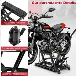 Motorrad Hebebühne bis zu 680kg 3-stufig Höhenverstellbarer Hydraulischer Motorradheber