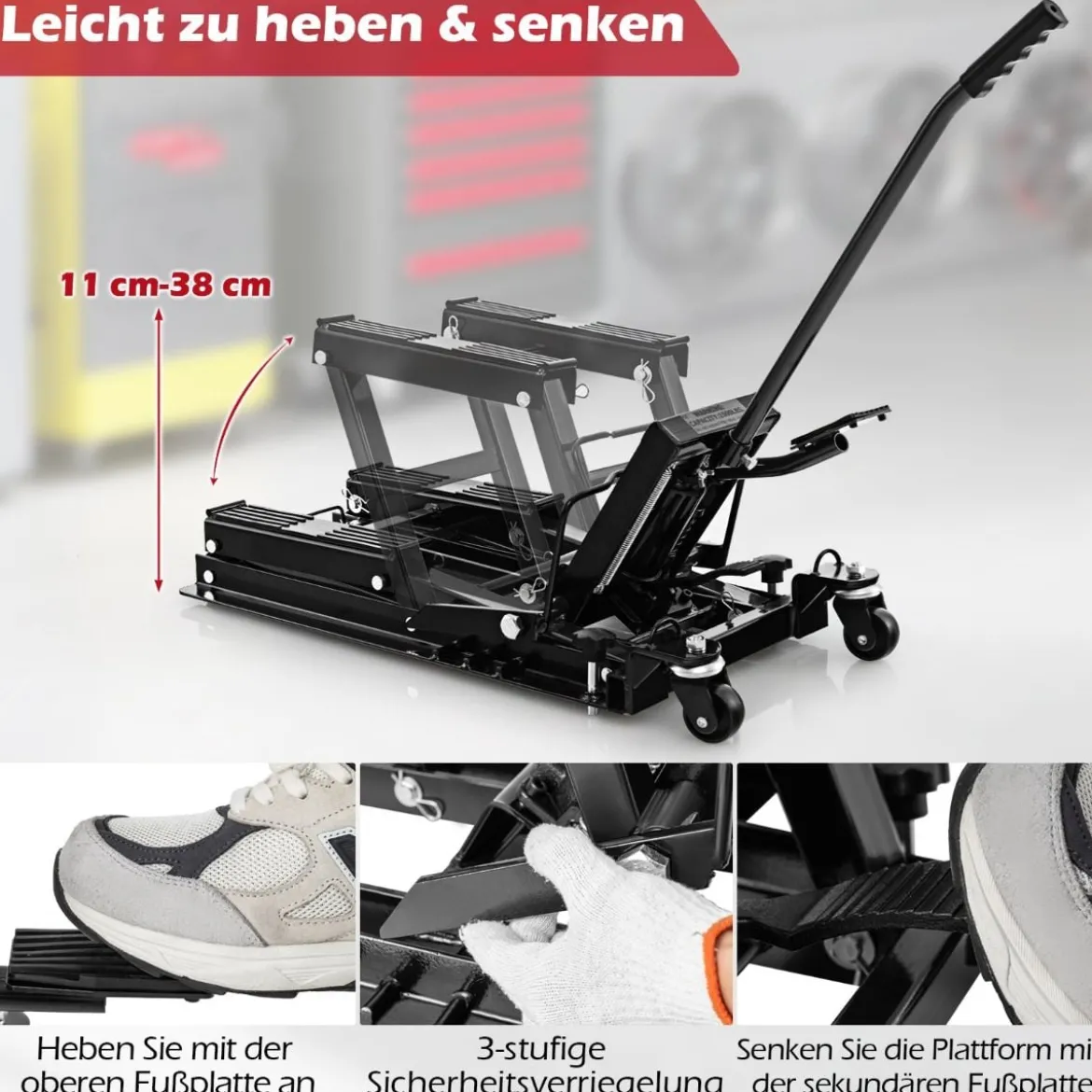 Motorrad Hebebühne bis zu 680kg 3-stufig Höhenverstellbarer Hydraulischer Motorradheber