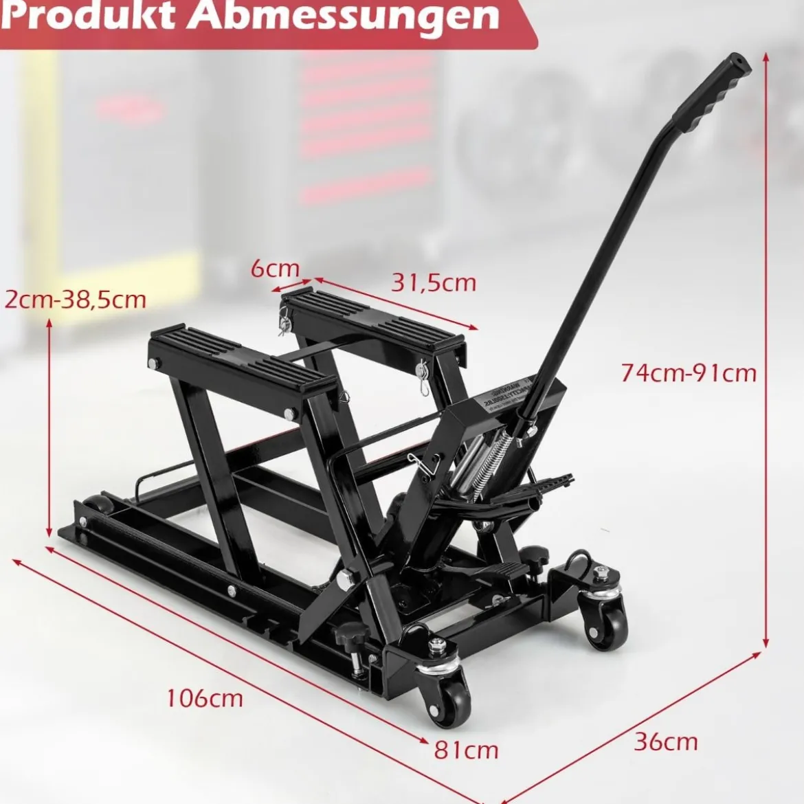 Motorrad Hebebühne bis zu 680kg 3-stufig Höhenverstellbarer Hydraulischer Motorradheber