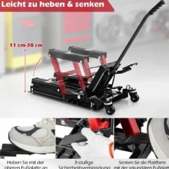 Motorrad Hebebühne bis zu 680kg 3-stufig Höhenverstellbarer Hydraulischer Motorradheber