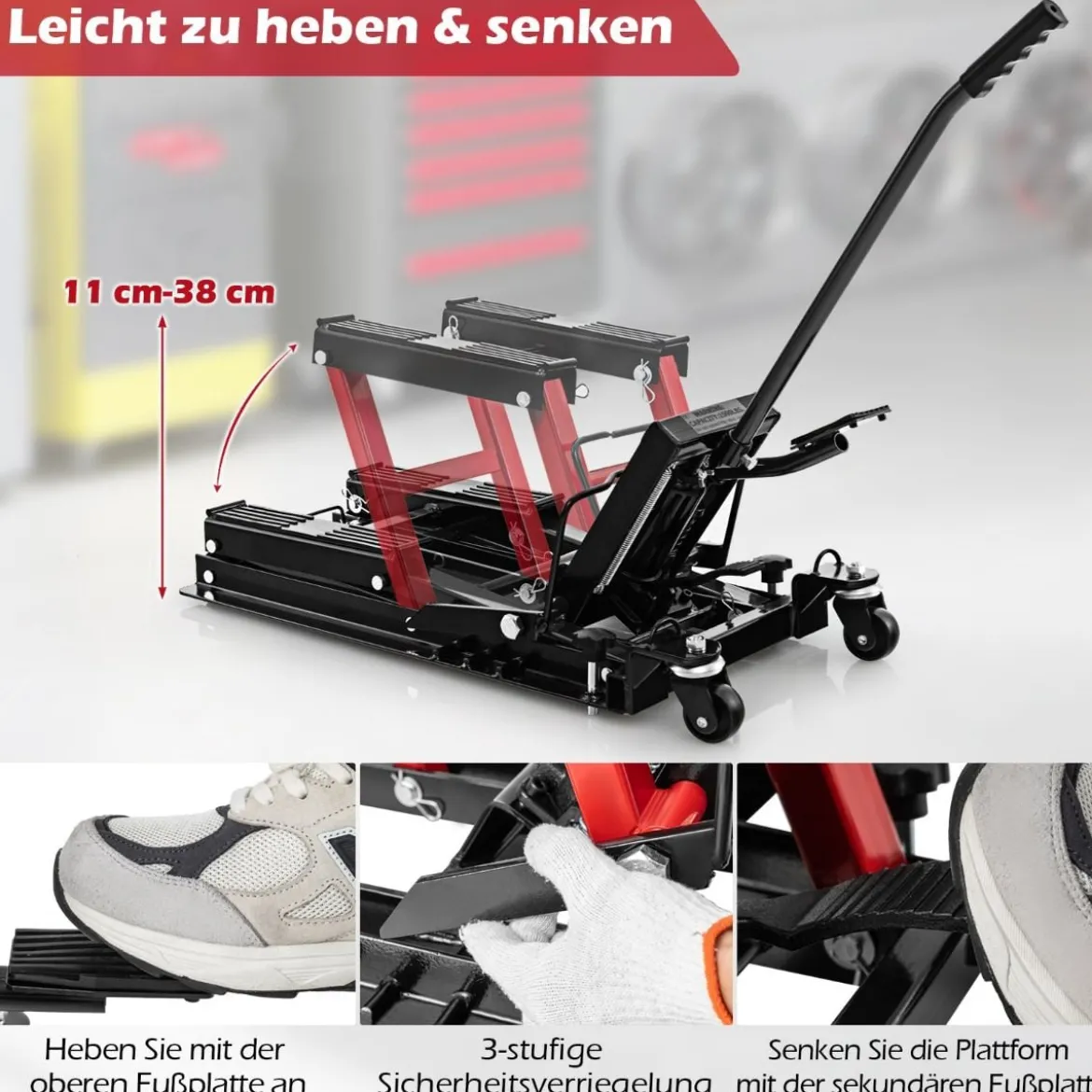 Motorrad Hebebühne bis zu 680kg 3-stufig Höhenverstellbarer Hydraulischer Motorradheber