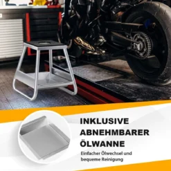 Motorradständer hochbelastbarer Metallständer mit rutschfester Oberfläche Silber