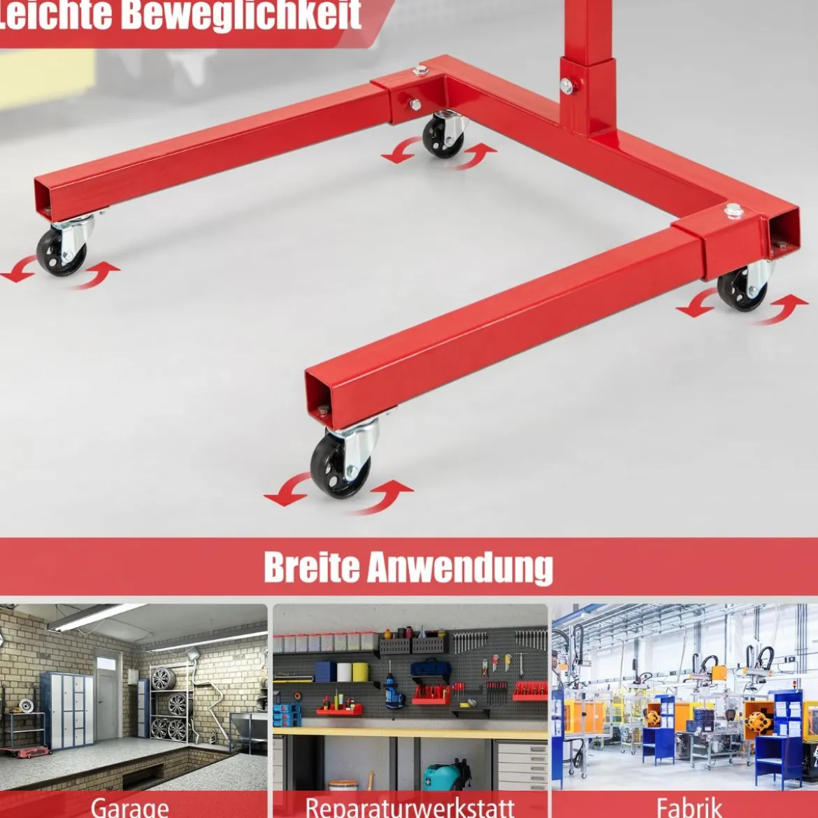 Motorständer 680 kg Motorheber 360° drehbar mit 4 verstellbaren Armen Motorhalter für Garagen