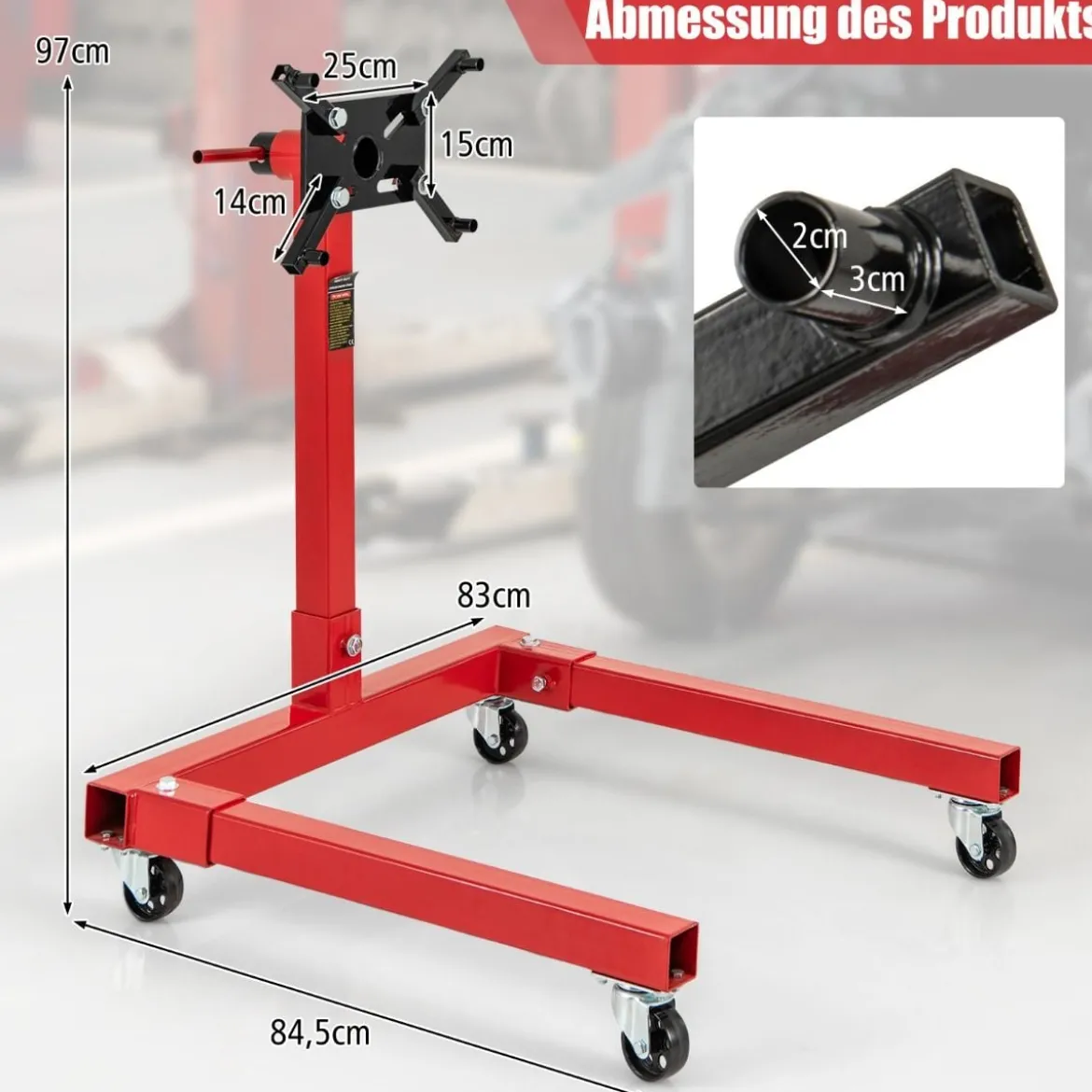 Motorständer 680 kg Motorheber 360° drehbar mit 4 verstellbaren Armen Motorhalter für Garagen