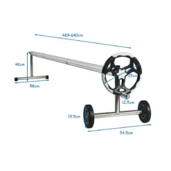 6,4 m Poolabdeckungs-Set mit Handkurbel und Rädern Pool Aufroller aus Aluminium Silber