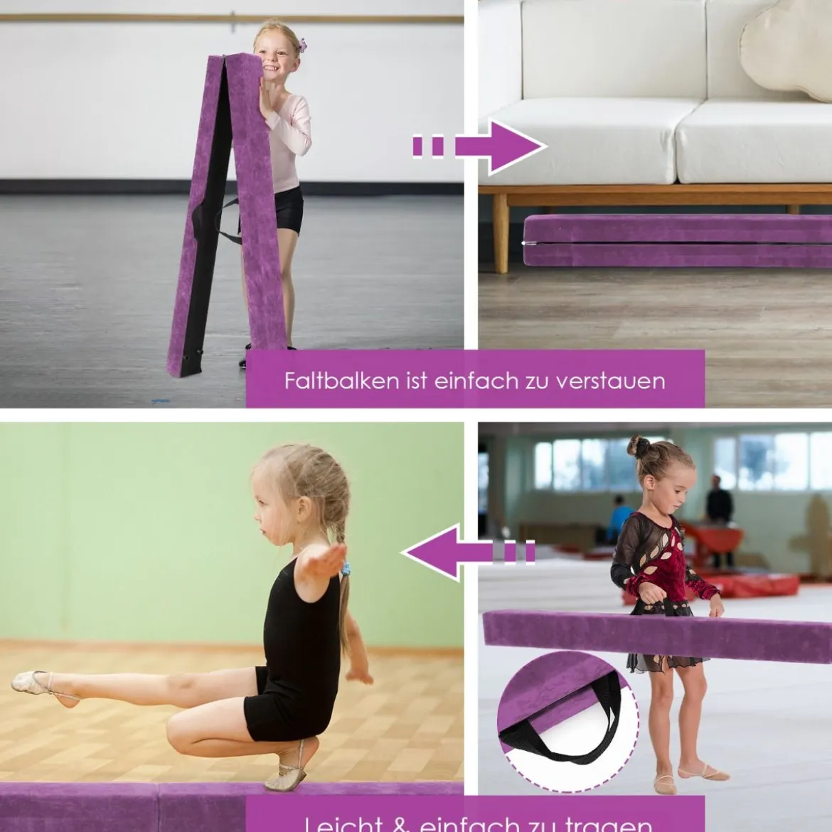 2,1M Schwebebalken Gymnastik Training Zusammenfaltbar Strapazierfähig Fitness