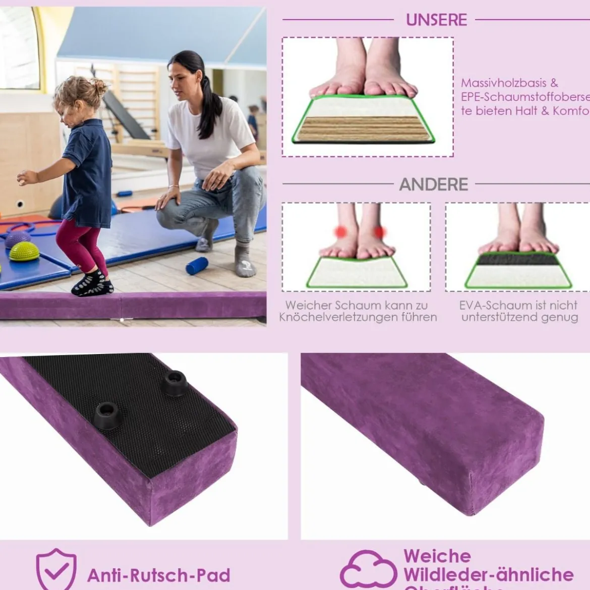 2,1M Schwebebalken Gymnastik Training Zusammenfaltbar Strapazierfähig Fitness
