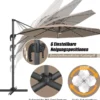 Ø300 m Terrassenschirm mit Solarleuchten Outdoor-Schirm mit 360-Grad-Rotation Ampelschirm LED Sonnenschirm Braun