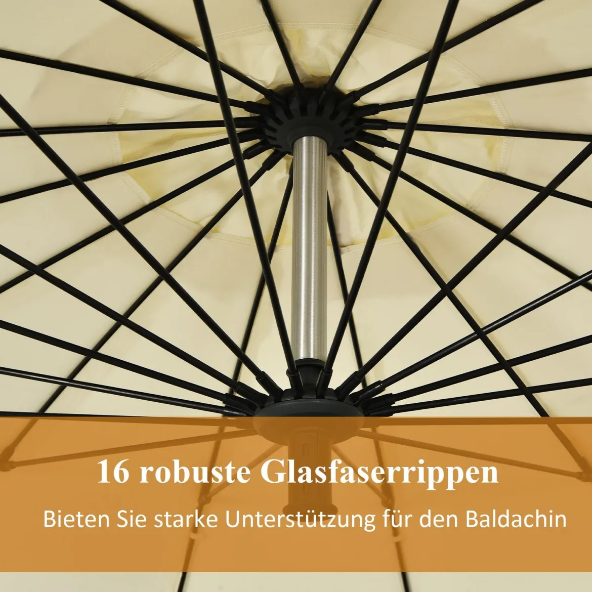 3m Terrassenschirm Sonnenschirm Ampelschirm Freischwingender Schirm Beige