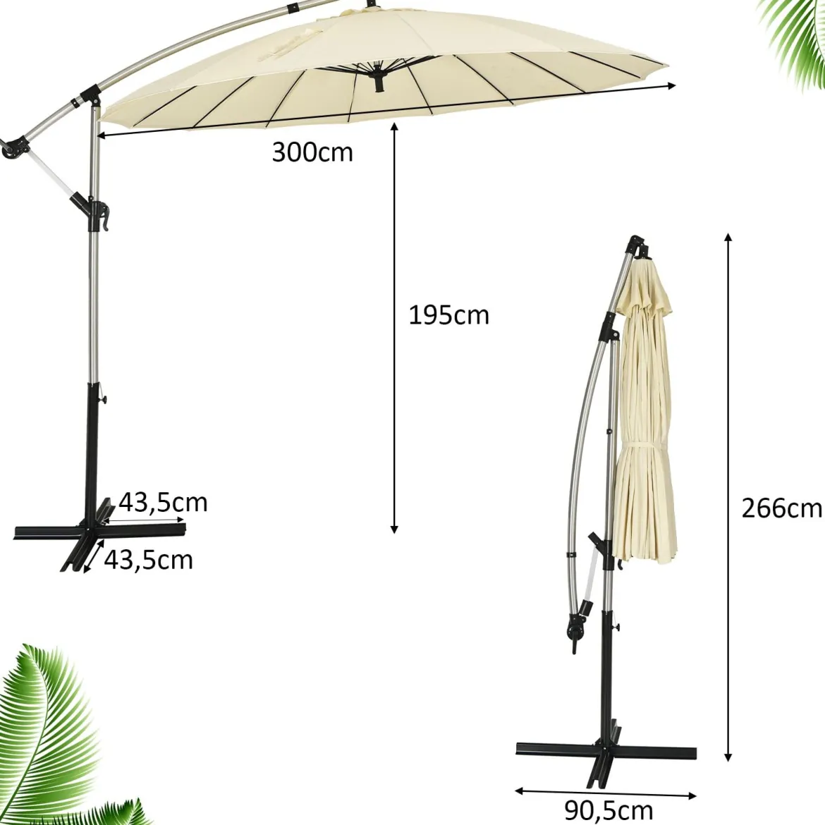 3m Terrassenschirm Sonnenschirm Ampelschirm Freischwingender Schirm Beige