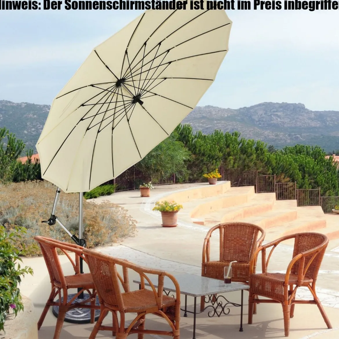 3m Terrassenschirm Sonnenschirm Ampelschirm Freischwingender Schirm Beige