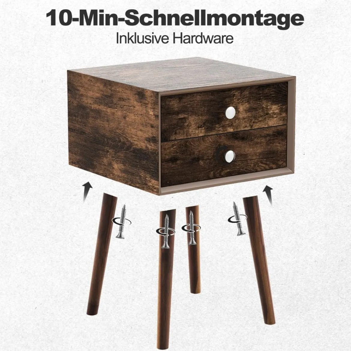 Multifunktionaler Nachtschrank mit Stauraum Nachttisch aus Holz 40 x 40 x 59,5 cm Braun