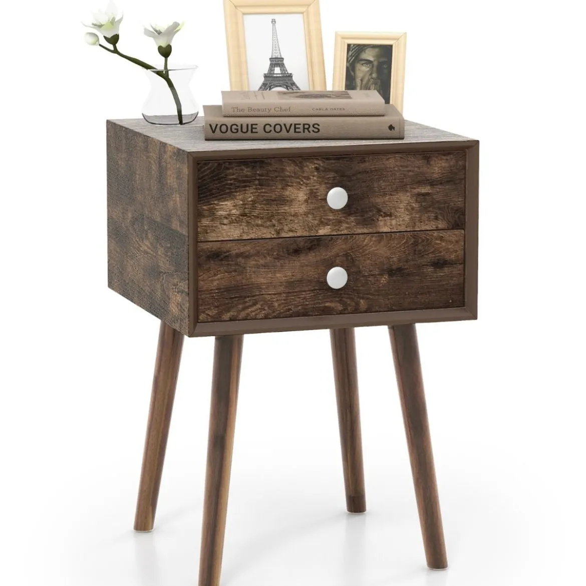 Multifunktionaler Nachtschrank mit Stauraum Nachttisch aus Holz 40 x 40 x 59,5 cm Braun