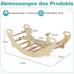 Multifunktionaler Schaukelbogen 4-in-1-Kletterspielzeug aus Holz Montessori-Spielset mit Kletterbogen Natur