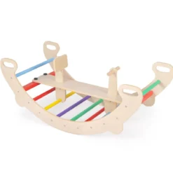 Multifunktionaler Schaukelbogen 4-in-1-Kletterspielzeug aus Holz Montessori-Spielset mit Kletterbogen Natur