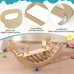 Multifunktionaler Schaukelbogen 4-in-1-Kletterspielzeug aus Holz Montessori-Spielset mit Kletterbogen Natur