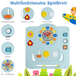Multifunktionales Baby-Laufgitter mit 16 Teilen tragbarer Laufstall 60 x 62 cm Rosa + Hellblau