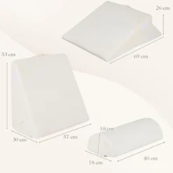 Multifunktionales Keilkissen mit Kopfstütze Memory-Schaum-Rückenkissen 57 x 30 x 53 cm Gebrochenes Weiß