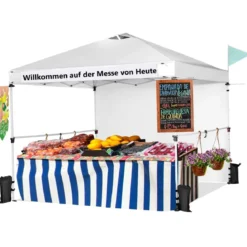 3 m x 3 m Großes Aufklappbares Vordach mit Seitenwand Weiß