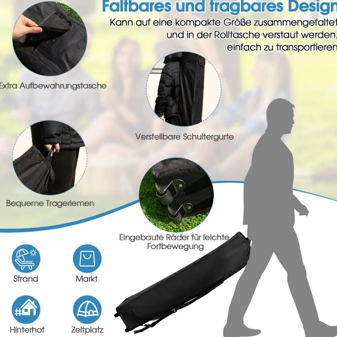 3 m x 3 m Großes Überdachungszelt Partyzelt mit Schrägen Beinen Weiß